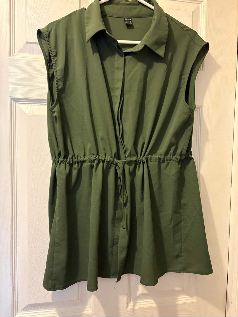 SHEIN Olive Green Sleeveless Drawstring Waist top